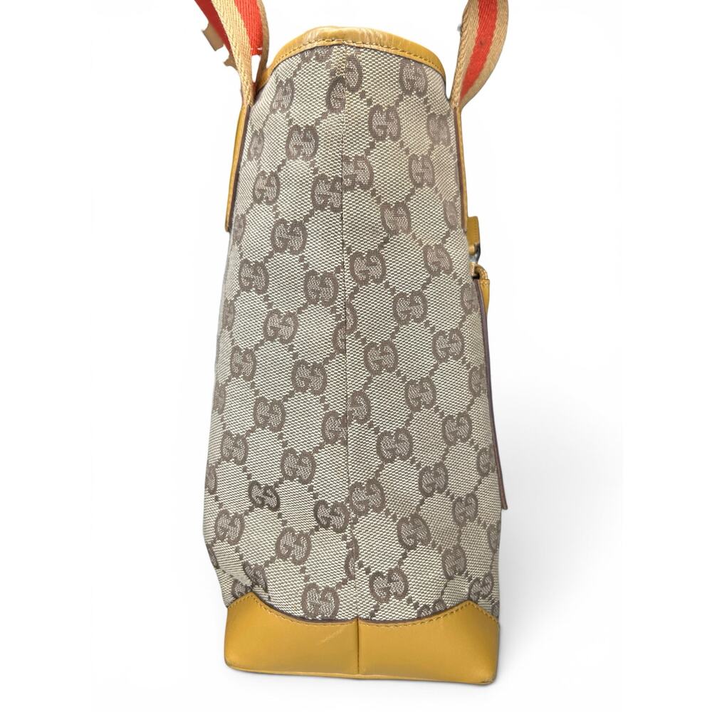 Vintage Gucci GG Canvas Sherry Line Tote Bag Yellow 019-0402 Tom Ford Era - Picture 7 of 16